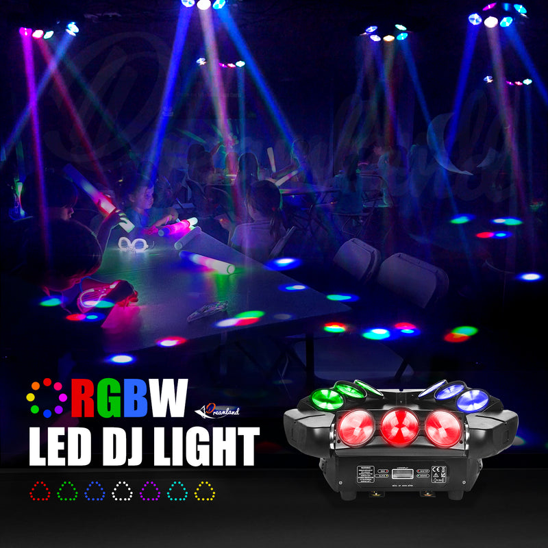 MOKA SFX Nine-headed Bird Moving Head Beam Light RGBW Party Disco DJ Light DMX512 with Sound Control Stage Lighting Party Disco Club