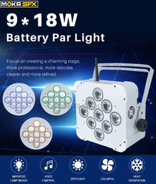 MOKA SFX P-03 Battery Wireless 9*18w Rgbwa+uv 6 in 1 White Led Par Cans MOKA SFX